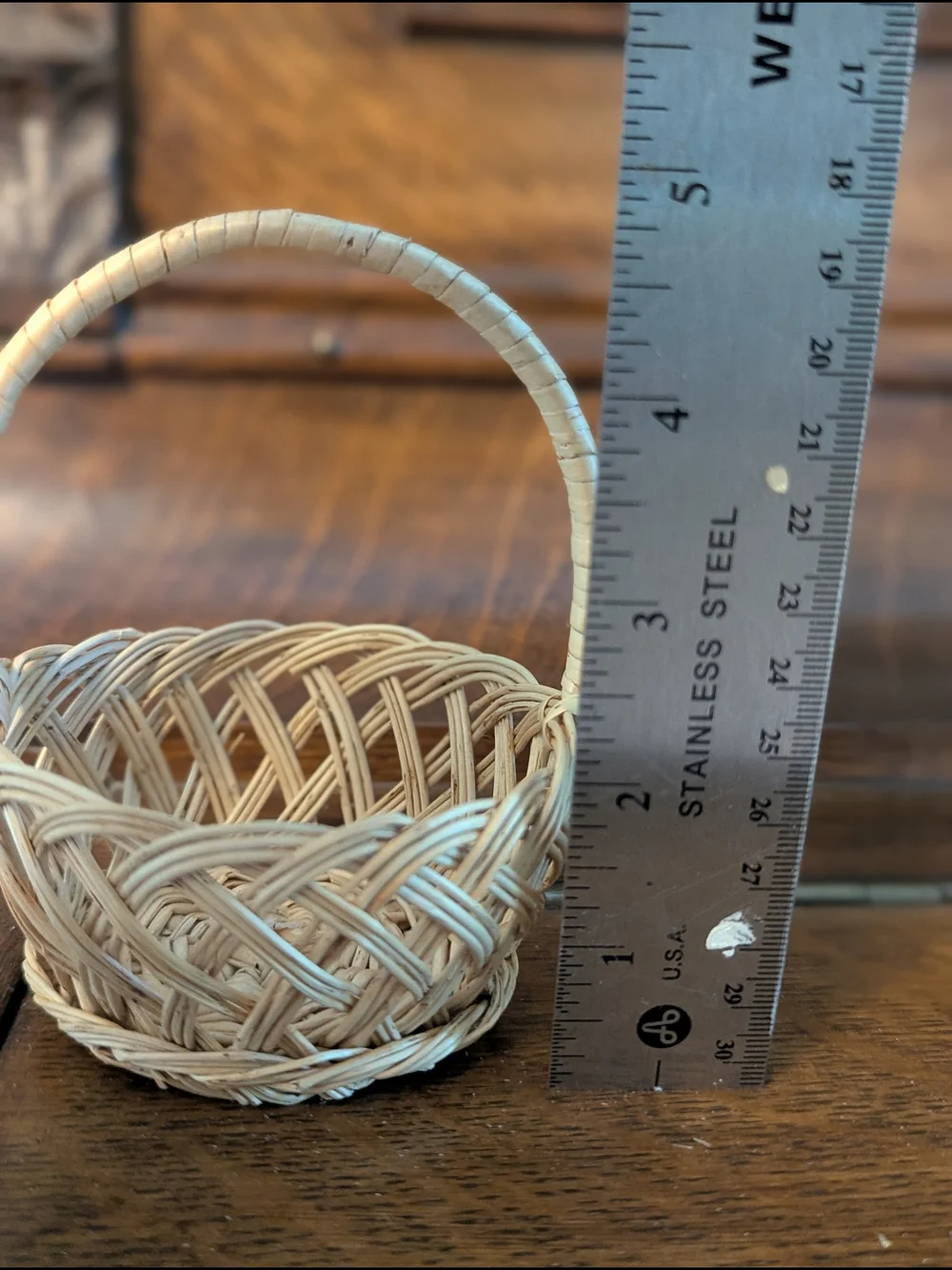 Folk Art Mini Woven Wicker Baskets - Set of 3